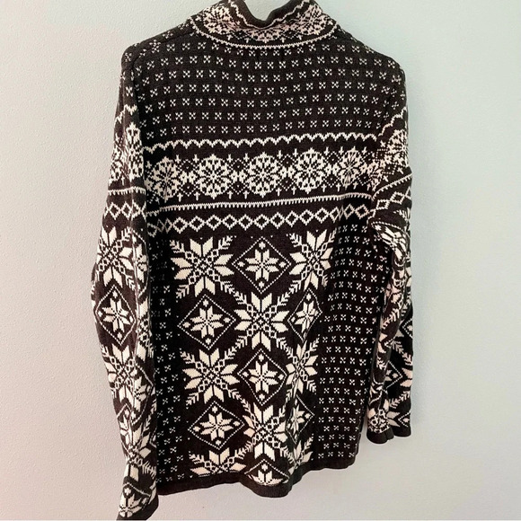 L.L. BEAN vintage chunky cotton grey and white quarter zip sweater size large - Picture 9 of 10